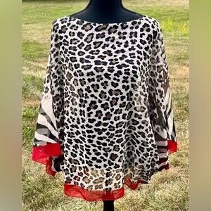 NWT Tarnish Nordstrom Leopard Tiger Mixed Print Poncho Shawl Mob Wife Aesthetic